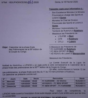 Nord-Kivu/Coupe du Congo : 3 clubs se sont déjà manifestés