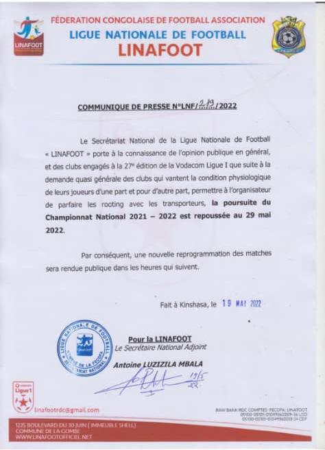 LINAFOOT : la reprise du championnat reportée au 29 mai 1 IMG 20220519 WA0032