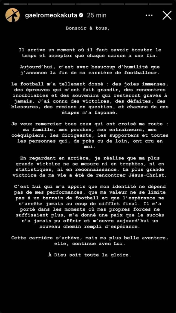 Gaël Kakuta annonce la fin de sa carrière : « Ma plus grande victoire a été de rencontrer Jésus-Christ » 4 IMG 20260705 WA0001