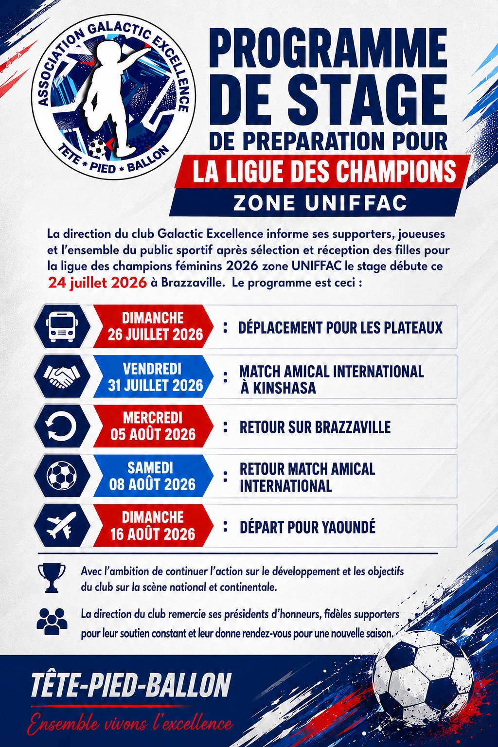 Ligue des champions féminine UNIFFAC 2026 : Galactic Excellence lance sa préparation ! 1 IMG 20260722 WA0003