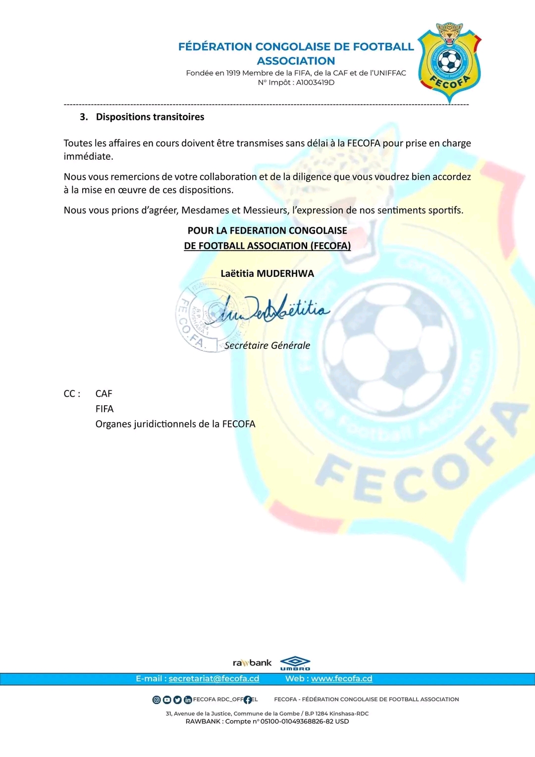 Foot-RDC : La FECOFA reprend en main l'arbitrage et la discipline 10 1787164855145