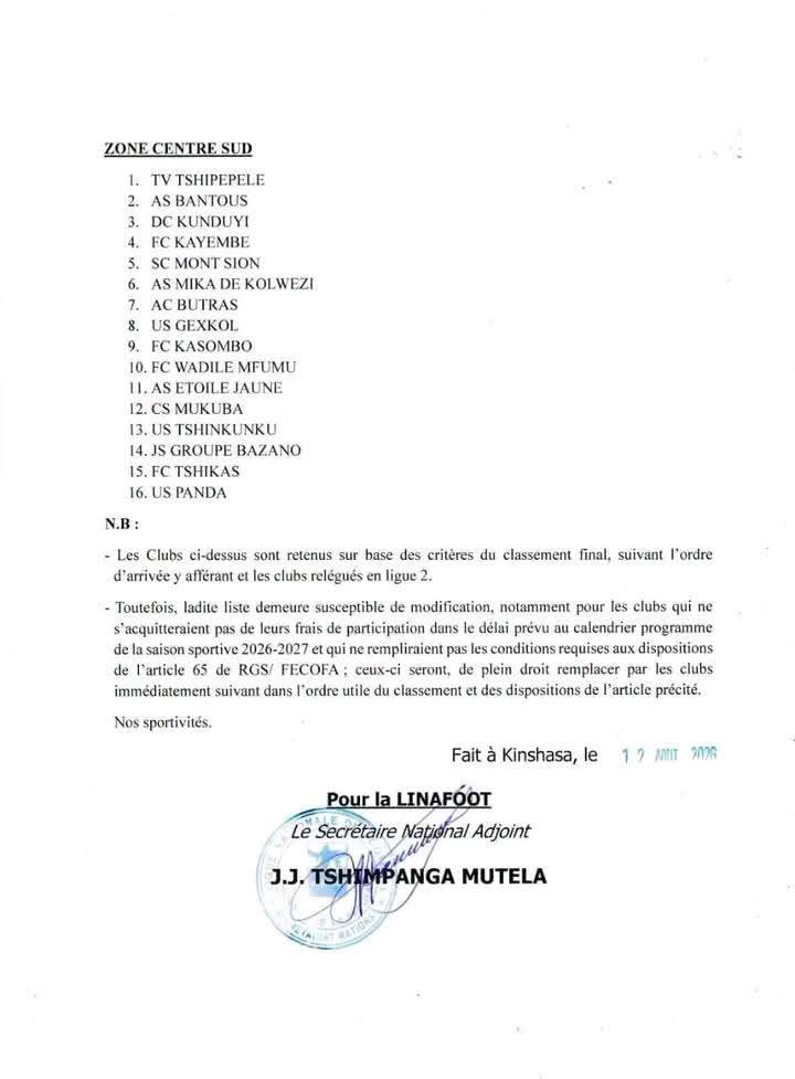 LINAFOOT : La liste officielle des 47 clubs retenus en Ligue 2 pour la saison 2026-2027 dévoilée 7 FB IMG 1786974159332