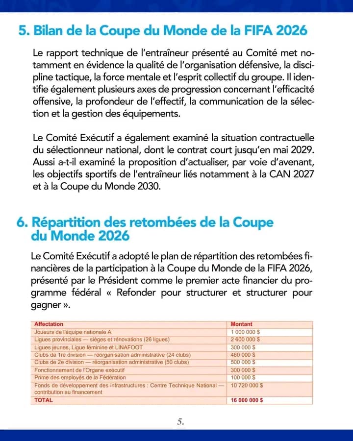 FECOFA : 16 millions USD du Mondial 2026, un plan de répartition qui fait débat ! 4 IMG 20260810 WA0011