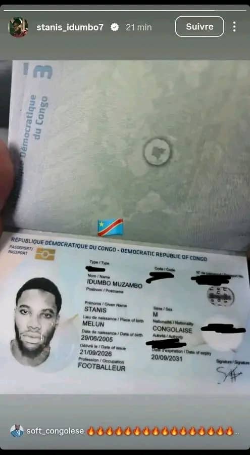 Léopards : Stanis Idumbo obtient son passeport congolais ! 4 IMG 20260922 WA0012